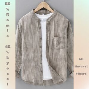 Papyrus Washed Natural Fabric Button-Up Long-Sleeve Shirt